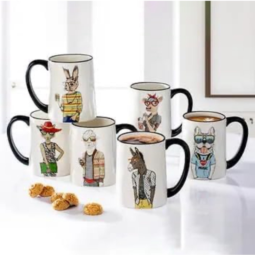 Hipster Animal Coffee Mugs 6pc 17.5 oz. by Signature Housewares
